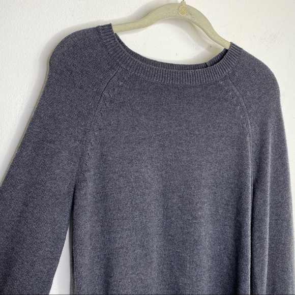 J. Crew Mercantile Tie Cotton/Wool Bell Sleeve Sweater Grey - Picture 4 of 7